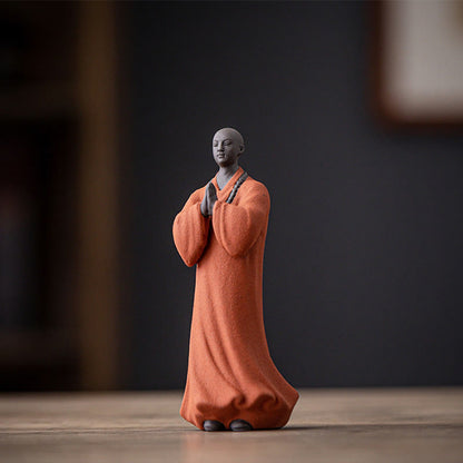 Mythstone Meditating Praying Monk Figure Ceramic Compassion Serenity Home Decoration