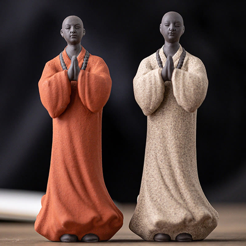 Mythstone Meditating Praying Monk Figure Ceramic Compassion Serenity Home Decoration