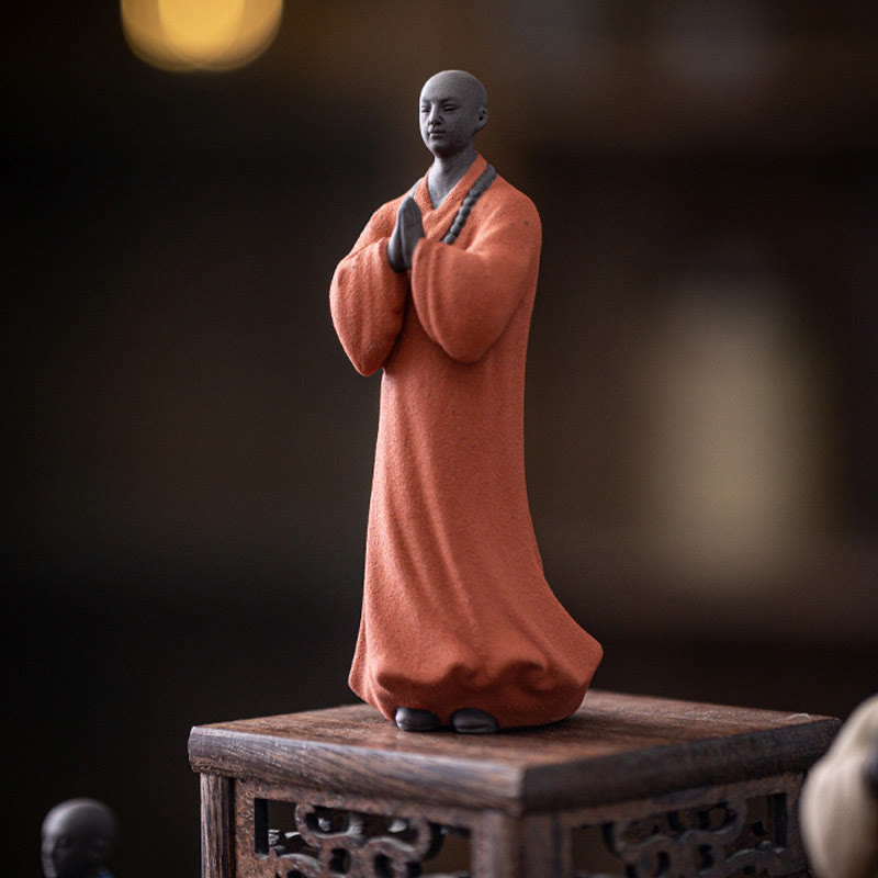 Mythstone Meditating Praying Monk Figure Ceramic Compassion Serenity Home Decoration