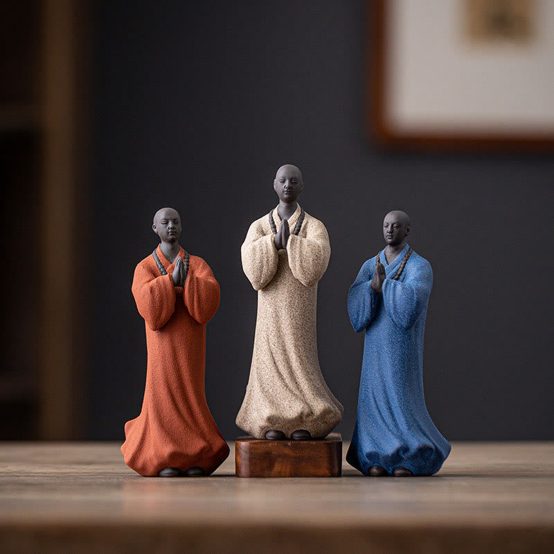 Mythstone Meditating Praying Monk Figure Ceramic Compassion Serenity Home Decoration