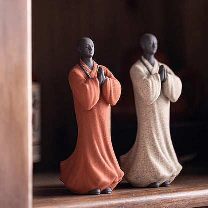 Mythstone Meditating Praying Monk Figure Ceramic Compassion Serenity Home Decoration