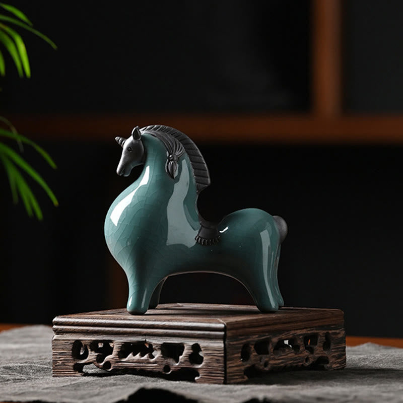 Mythstone Head Down Up Horse Ceramic Success Freedom Home Decoration