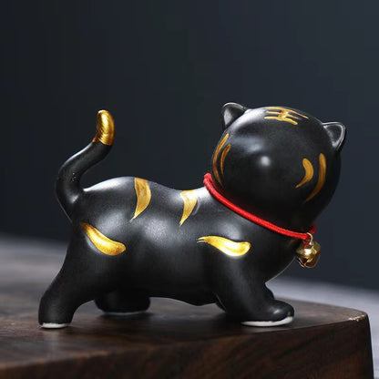 Mythstone Mini Cute Tiger Tea Pet Ceramic Home Desk Figurine Decoration