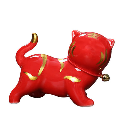 Mythstone Mini Cute Tiger Tea Pet Ceramic Home Desk Figurine Decoration