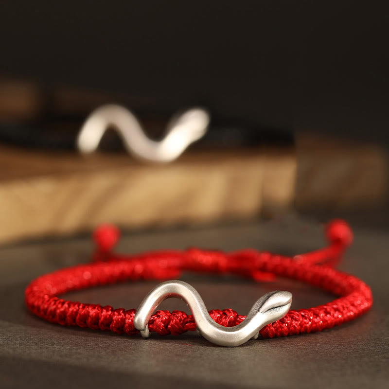 Mythstone Red String 999 Sterling Silver Year of the Snake Strength Bracelet