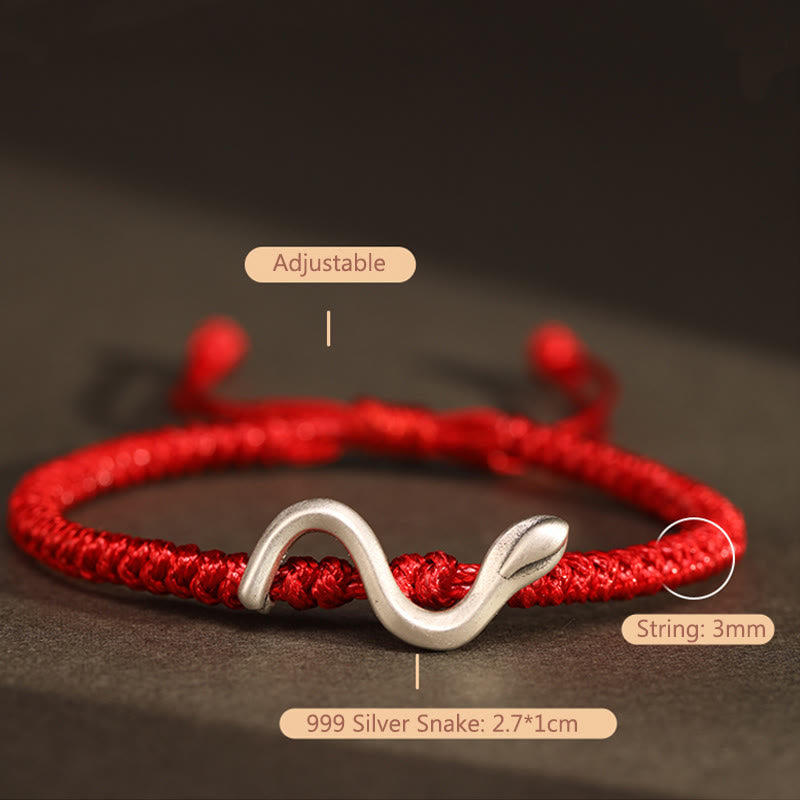 Mythstone Red String 999 Sterling Silver Year of the Snake Strength Bracelet