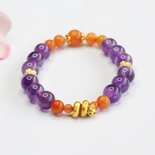 Mythstone Amethyst Golden Silk Jade Year of the Snake Balance Bracelet