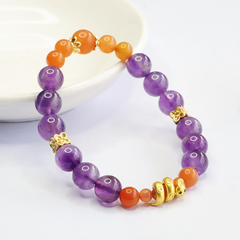 Mythstone Amethyst Golden Silk Jade Year of the Snake Balance Bracelet