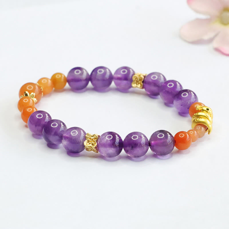 Mythstone Amethyst Golden Silk Jade Year of the Snake Balance Bracelet