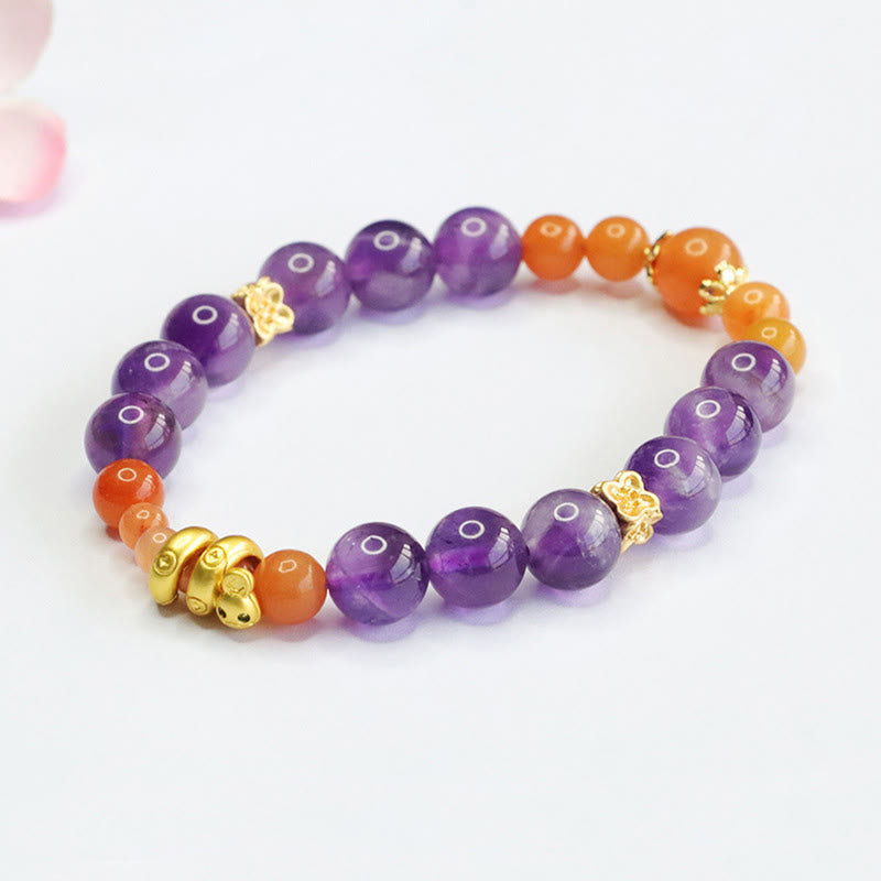 Mythstone Amethyst Golden Silk Jade Year of the Snake Balance Bracelet