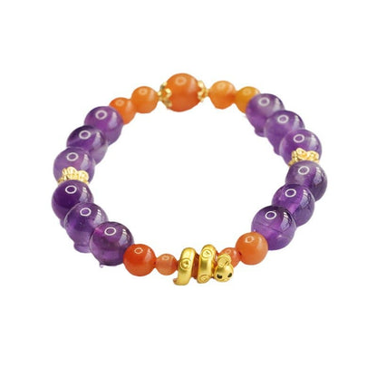 Mythstone Amethyst Golden Silk Jade Year of the Snake Balance Bracelet