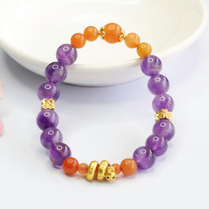 Mythstone Amethyst Golden Silk Jade Year of the Snake Balance Bracelet