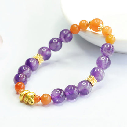 Mythstone Amethyst Golden Silk Jade Year of the Snake Balance Bracelet