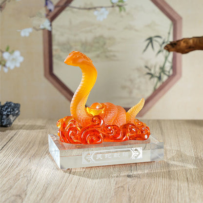 Mythstone Year Of The Snake Ingot Liuli Art Piece Home Decoration