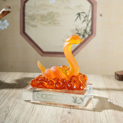 Mythstone Year Of The Snake Ingot Liuli Art Piece Home Decoration