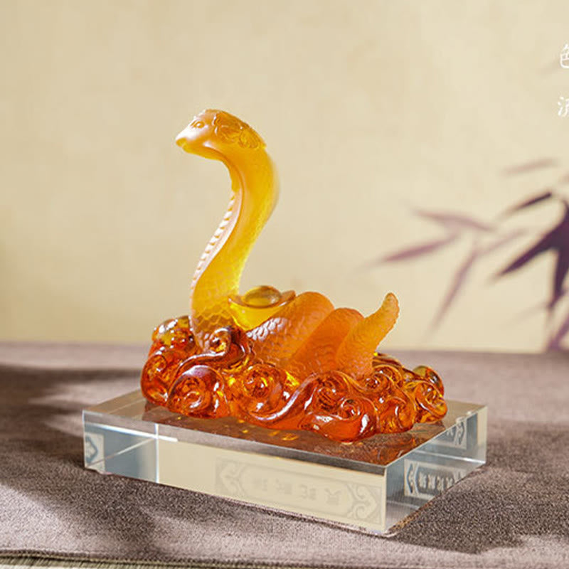 Mythstone Year Of The Snake Ingot Liuli Art Piece Home Decoration