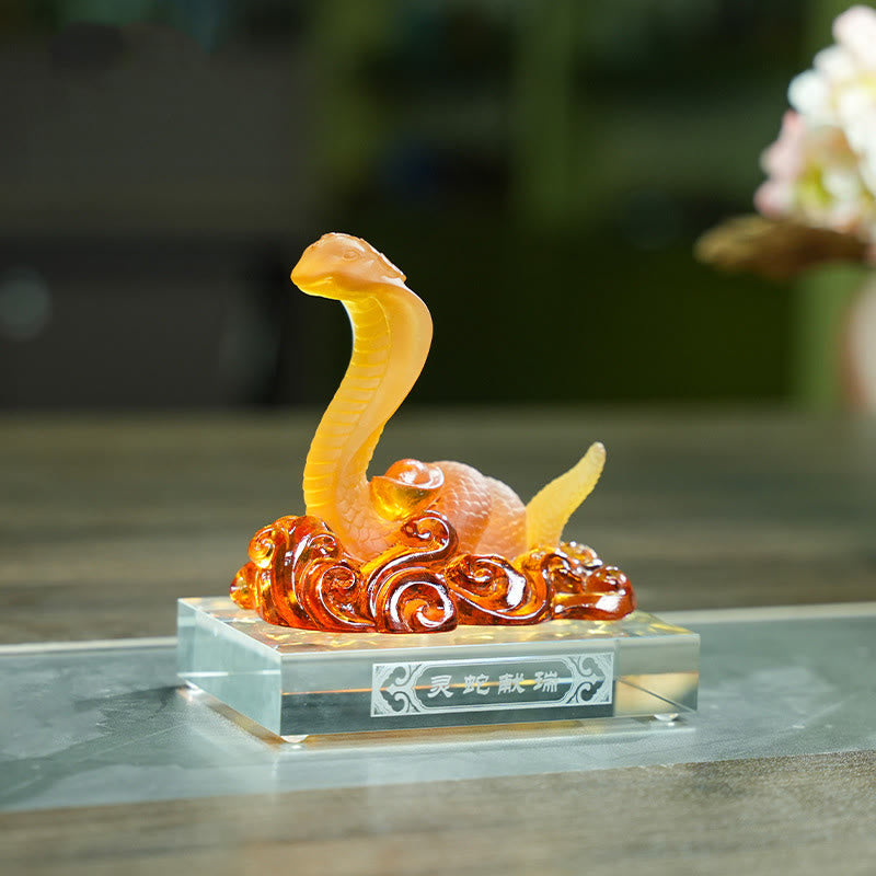 Mythstone Year Of The Snake Ingot Liuli Art Piece Home Decoration