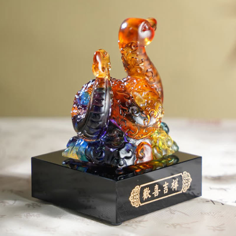 Mythstone Year Of The Snake Auspicious Clouds Joy And Auspiciousness Liuli Art Piece Home Decoration