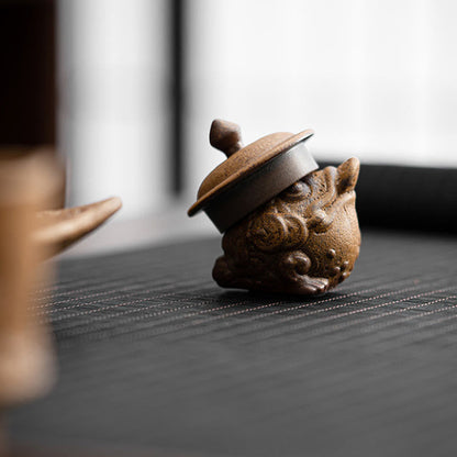 Mythstone Mini Standing Cat Feng Shui Frog Toad Tea Pet Ceramic Home Desk Figurine Decoration