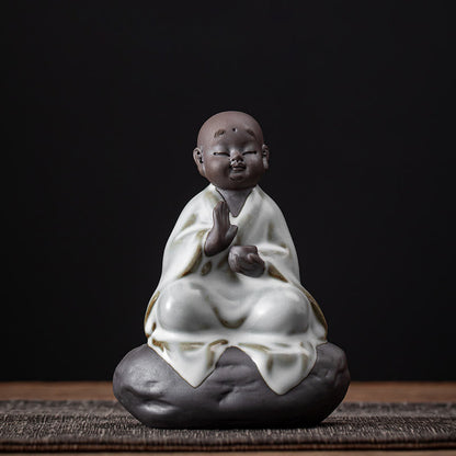 Mythstone Little Zen Monk Hat Strainer Ceramic Tea Accessories Figurine Home Decoration