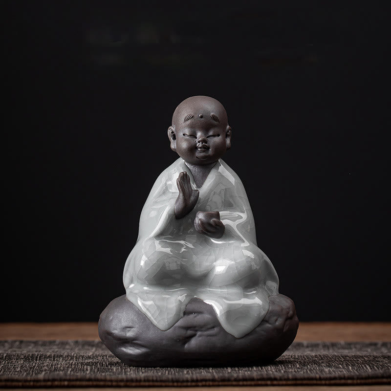 Mythstone Little Zen Monk Hat Strainer Ceramic Tea Accessories Figurine Home Decoration