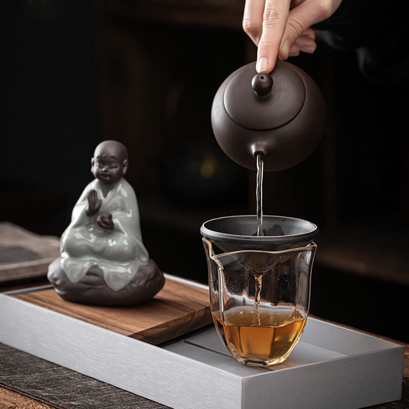 Mythstone Little Zen Monk Hat Strainer Ceramic Tea Accessories Figurine Home Decoration