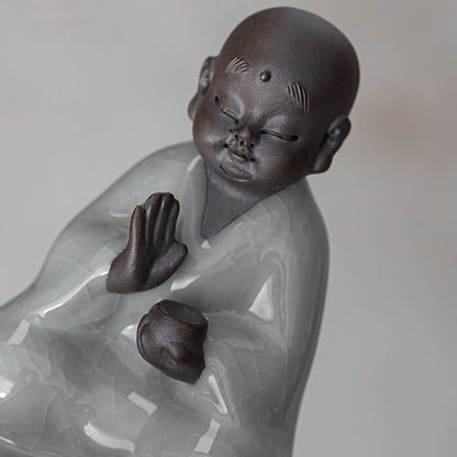 Mythstone Little Zen Monk Hat Strainer Ceramic Tea Accessories Figurine Home Decoration