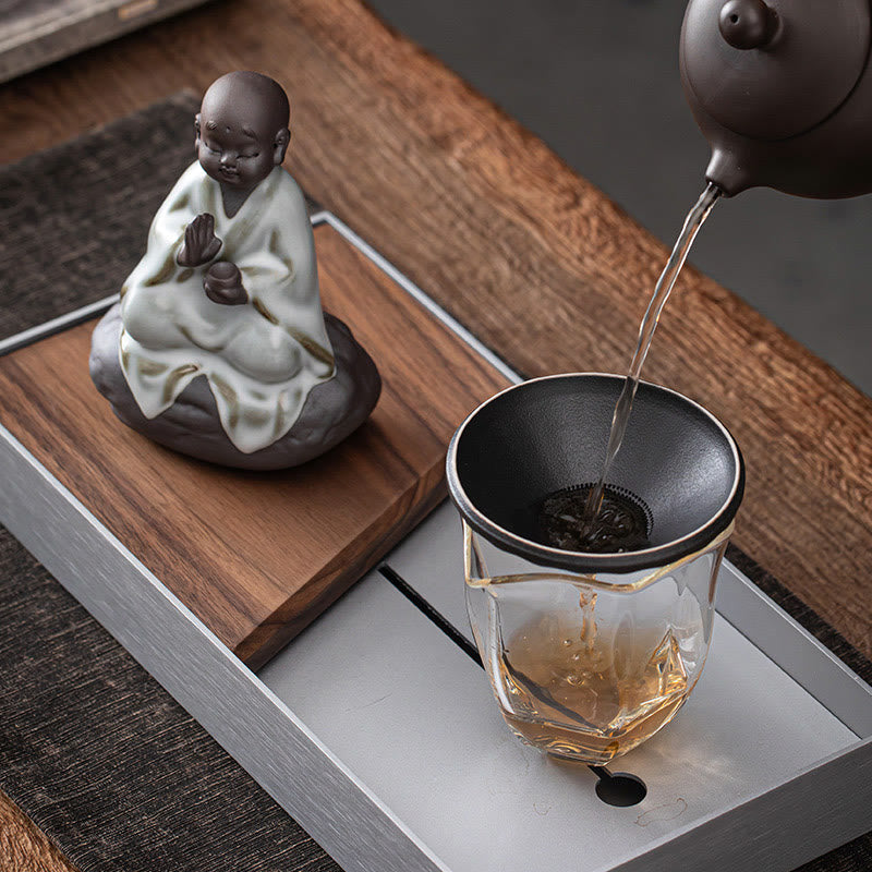 Mythstone Little Zen Monk Hat Strainer Ceramic Tea Accessories Figurine Home Decoration