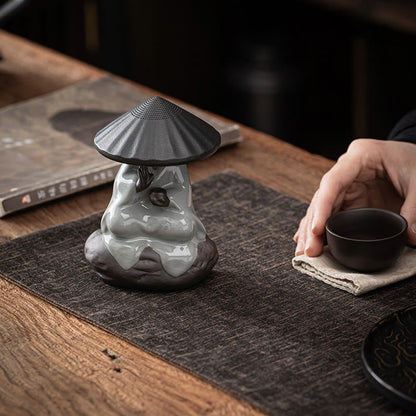 Mythstone Little Zen Monk Hat Strainer Ceramic Tea Accessories Figurine Home Decoration