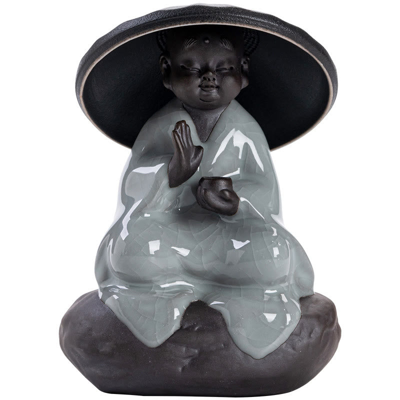 Mythstone Little Zen Monk Hat Strainer Ceramic Tea Accessories Figurine Home Decoration