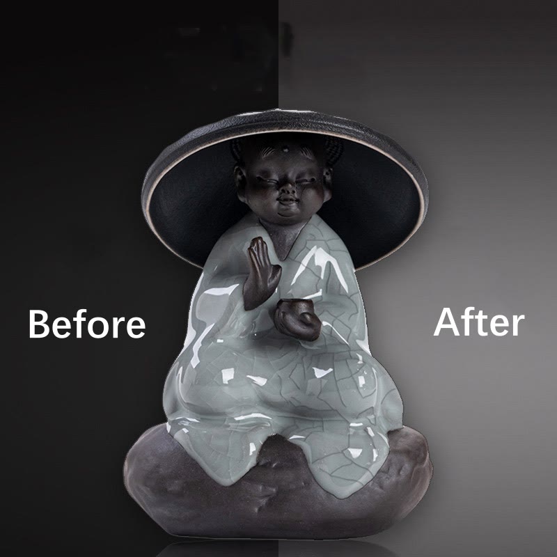 Mythstone Little Zen Monk Hat Strainer Ceramic Tea Accessories Figurine Home Decoration