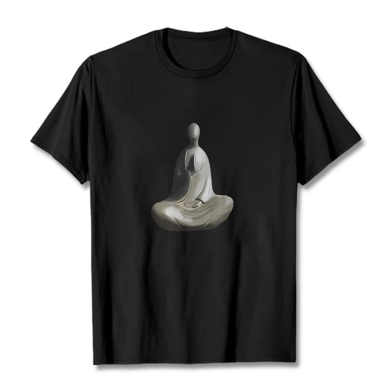 Mythstone Gray Formless Buddha Pattern Cotton Tee T-shirt