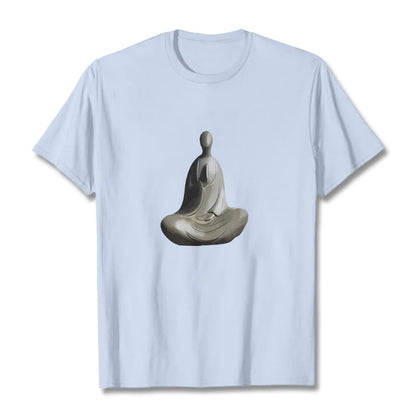 Mythstone Gray Formless Buddha Pattern Cotton Tee T-shirt