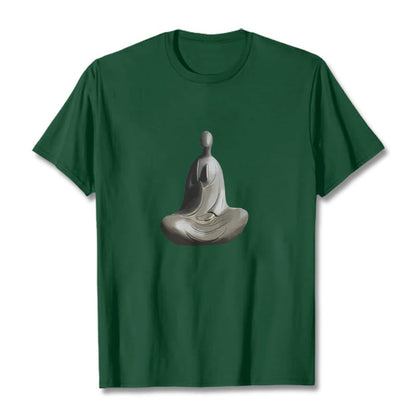 Mythstone Gray Formless Buddha Pattern Cotton Tee T-shirt