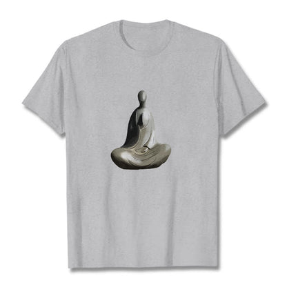 Mythstone Gray Formless Buddha Pattern Cotton Tee T-shirt