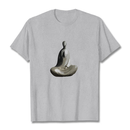 Mythstone Gray Formless Buddha Pattern Cotton Tee T-shirt