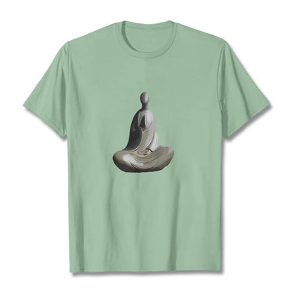 Mythstone Gray Formless Buddha Pattern Cotton Tee T-shirt