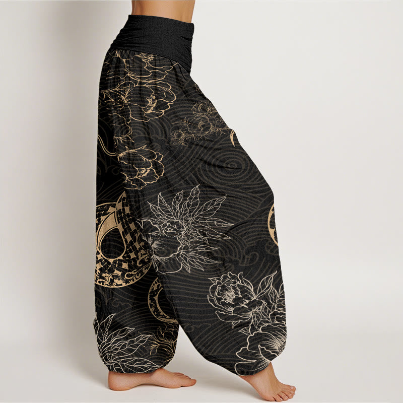 Mythstone Snake Lotus Women's Elastic Waist Harem Pants