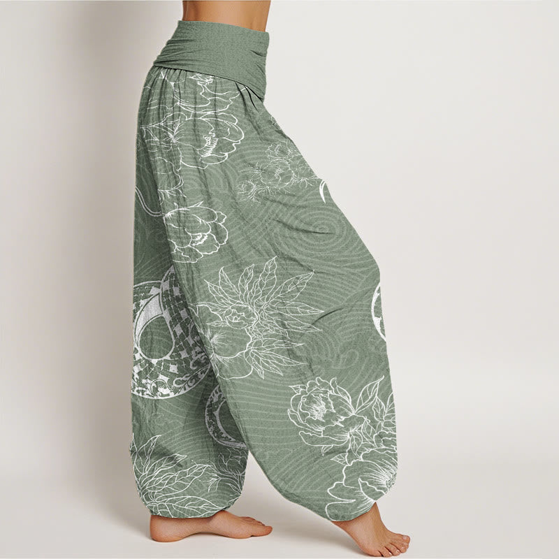 Mythstone Snake Lotus Women's Elastic Waist Harem Pants