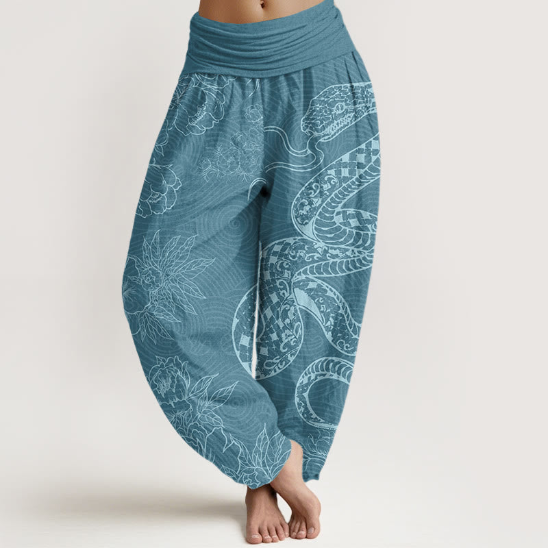 Mythstone Snake Lotus Women's Elastic Waist Harem Pants