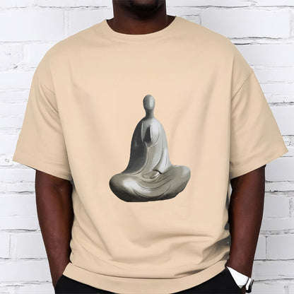 Mythstone Gray Formless Buddha Pattern Cotton Tee T-shirt