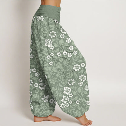 Mythstone Small Flowers Intertwining Branches Women's Elastic Waist Harem Pants