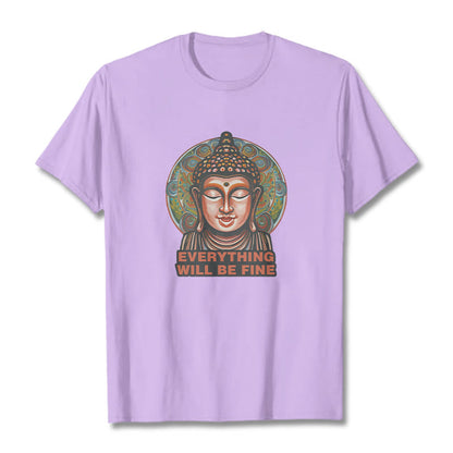 Mythstone EVERYTHING WILL BE FINE Buddha Pattern Cotton Tee T-shirt