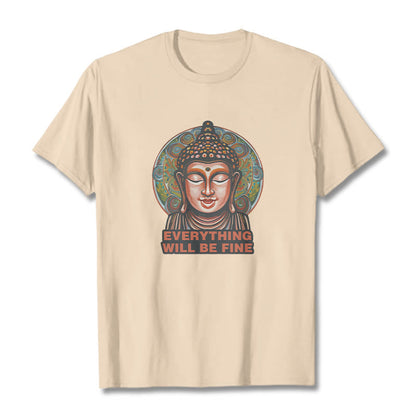 Mythstone EVERYTHING WILL BE FINE Buddha Pattern Cotton Tee T-shirt