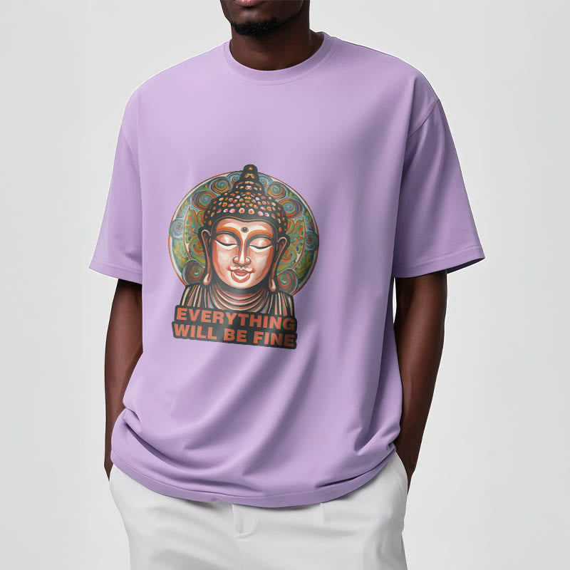 Mythstone EVERYTHING WILL BE FINE Buddha Pattern Cotton Tee T-shirt