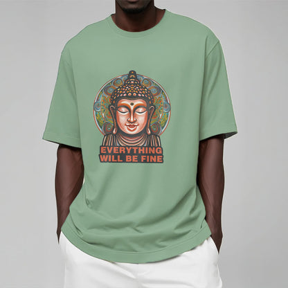 Mythstone EVERYTHING WILL BE FINE Buddha Pattern Cotton Tee T-shirt