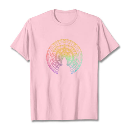 Mythstone Colorful Gradient Mandala Buddha Cotton Tee T-shirt