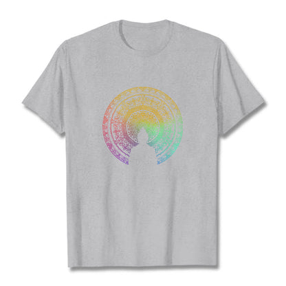 Mythstone Colorful Gradient Mandala Buddha Cotton Tee T-shirt