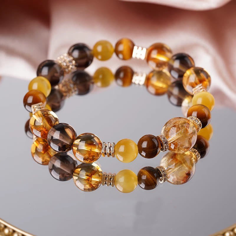 Mythstone Citrine Topaz Tiger Eye Happiness Bracelet