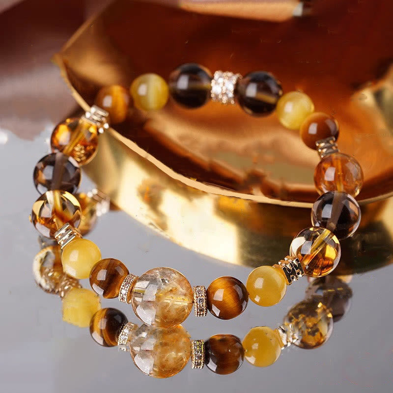 Mythstone Citrine Topaz Tiger Eye Happiness Bracelet